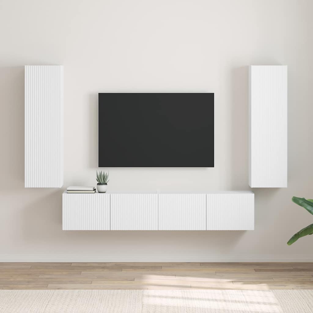 Mobile TV da parete 2 pcs Bianco 30 x 31 x 100 cm