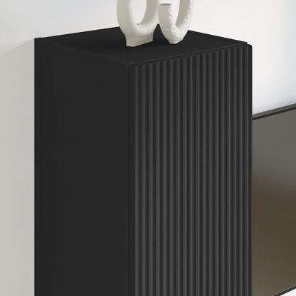 Mobile TV da parete 2 pcs Nero 30 x 31 x 100 cm