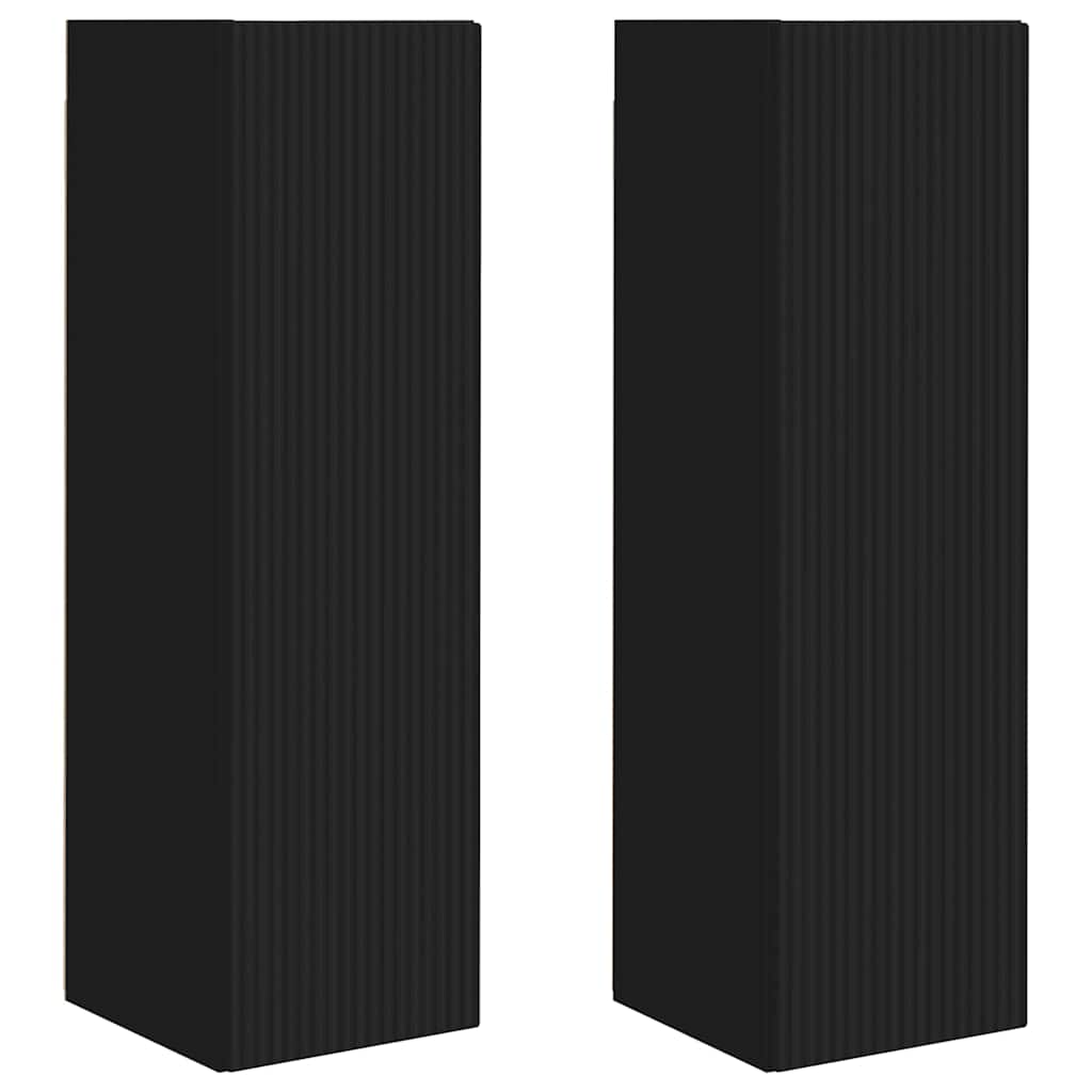 Mobile TV da parete 2 pcs Nero 30 x 31 x 100 cm