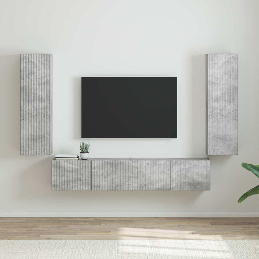 Mobile TV da parete 2 pcs Calcestruzzo 30 x 31 x 100 cm