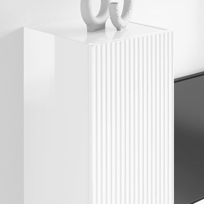 Mobile TV da parete 2 pcs Bianco Lucido 30 x 31 x 100 cm