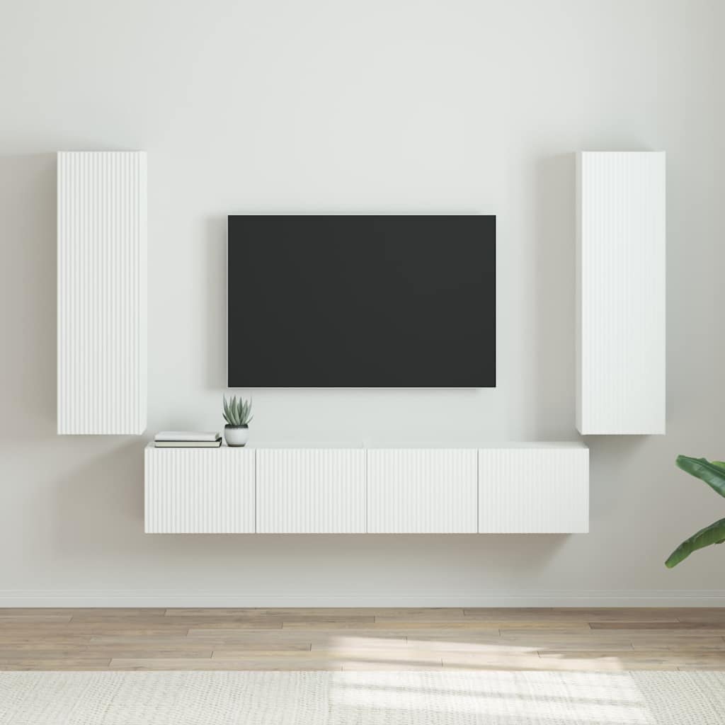 Mobile TV da parete 2 pcs Bianco Lucido 30 x 31 x 100 cm