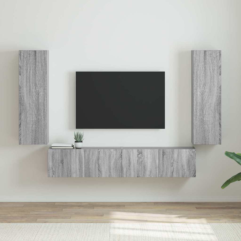 Mobile TV da parete 2 pcs Grigio Sonoma 30 x 31 x 100 cm