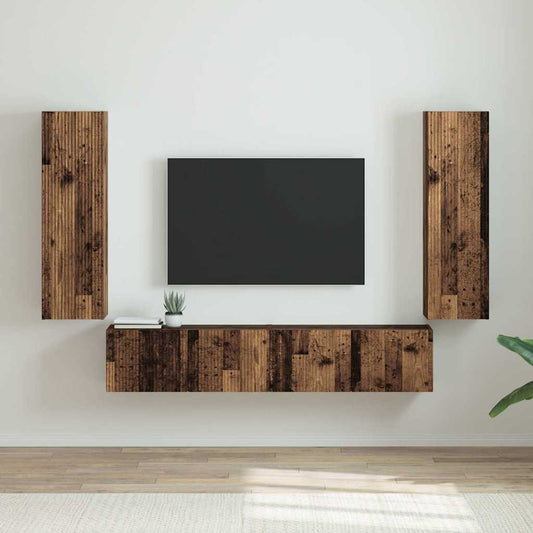 Mobile TV da parete 2 pcs Legno vecchio 30 x 31 x 100 cm