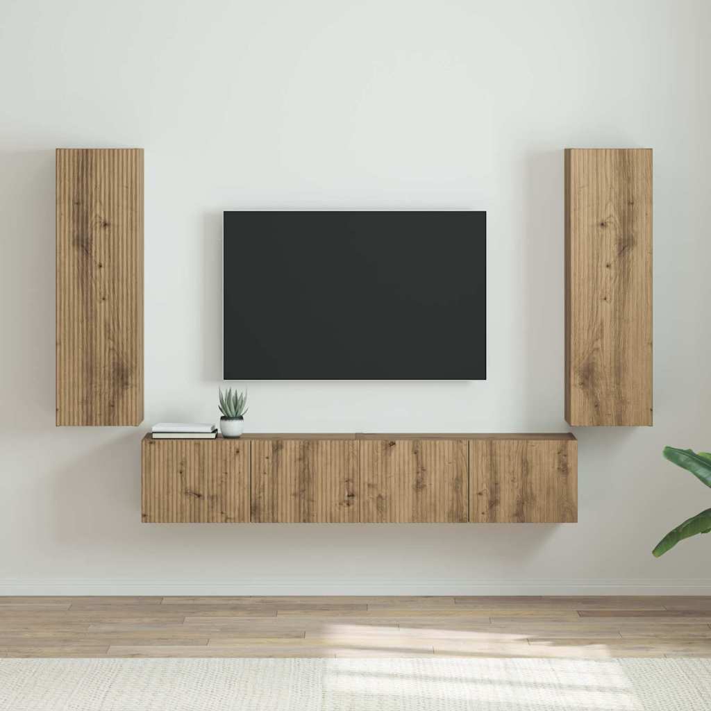 Mobile TV da parete 2 pcs Rovere Artigianale 30 x 31 x 100 cm