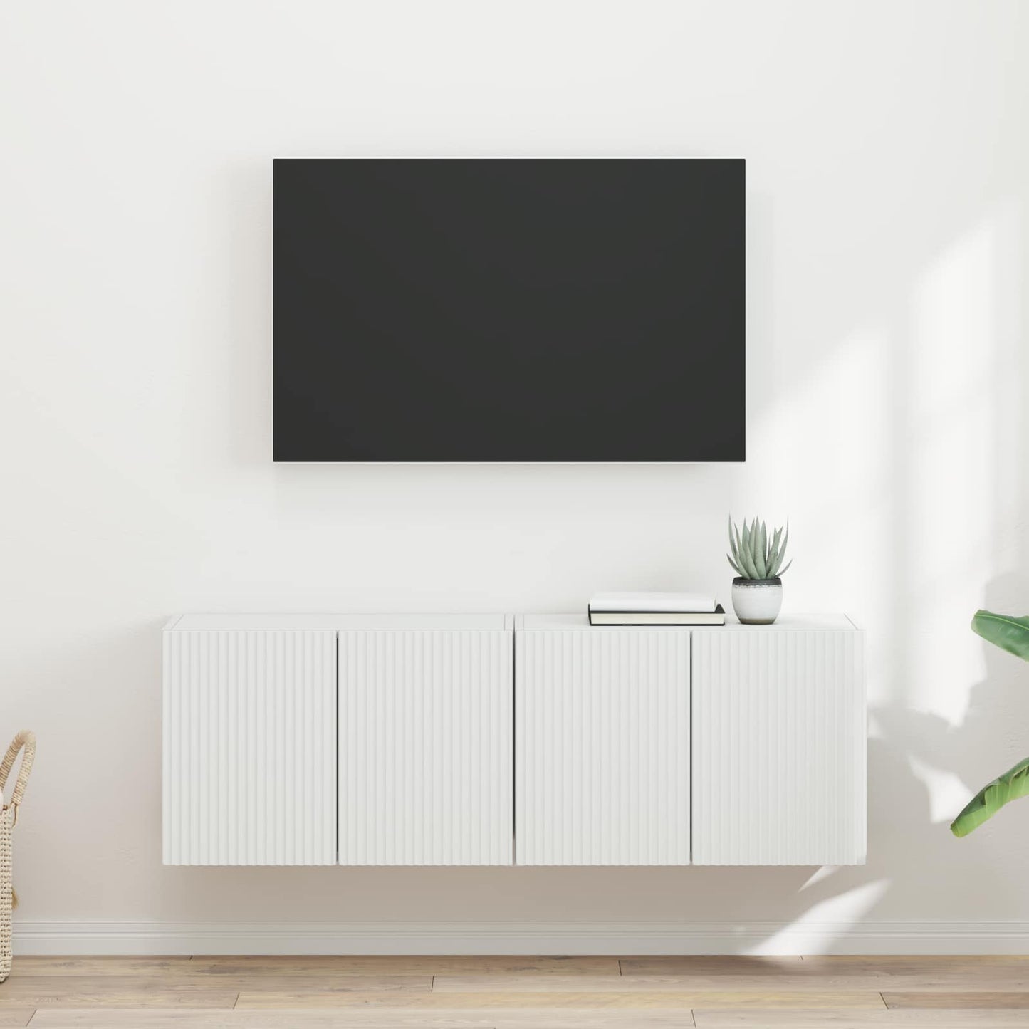 Mobile TV da parete 2 pcs Bianco Legno ingegnerizzato