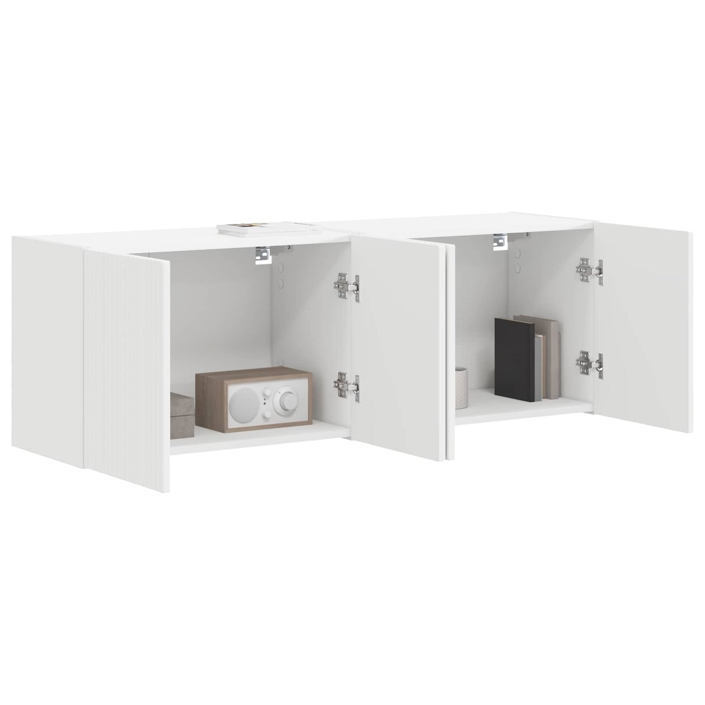 Mobile TV da parete 2 pcs Bianco Legno ingegnerizzato