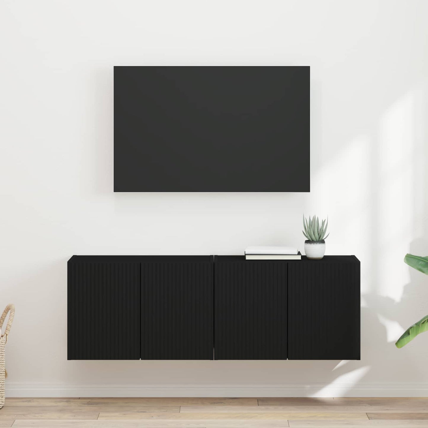 Mobile TV da parete 2 pcs Nero Legno ingegnerizzato