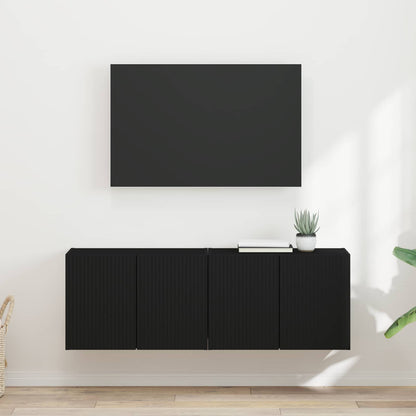 Mobile TV da parete 2 pcs Nero Legno ingegnerizzato
