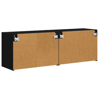 Mobile TV da parete 2 pcs Nero Legno ingegnerizzato