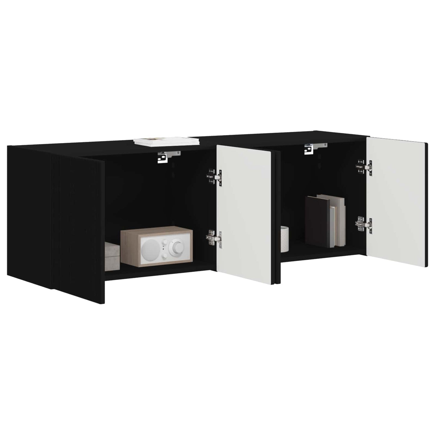 Mobile TV da parete 2 pcs Nero Legno ingegnerizzato