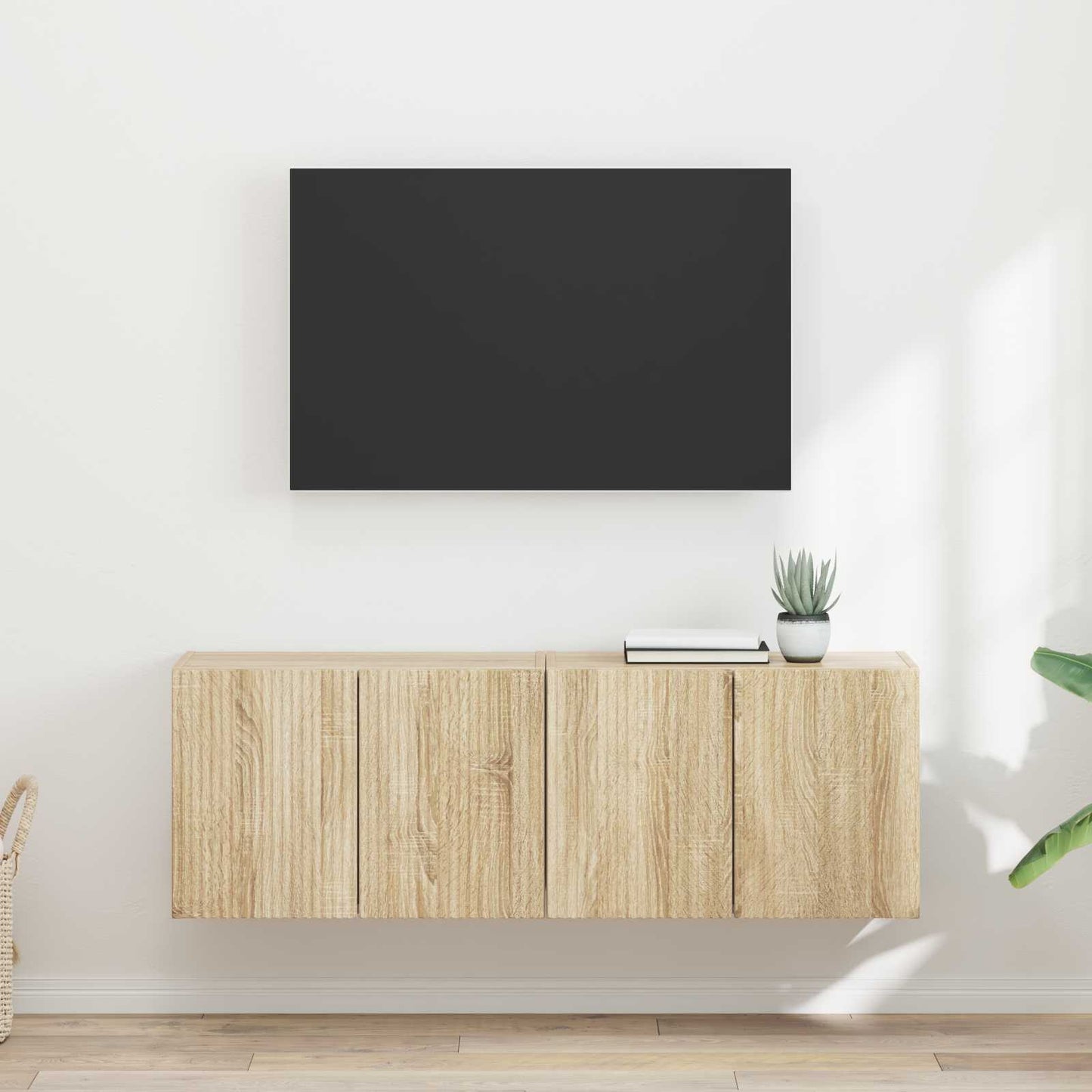 Mobile TV da parete 2 pcs Rovere Sonoma Legno ingegnerizzato