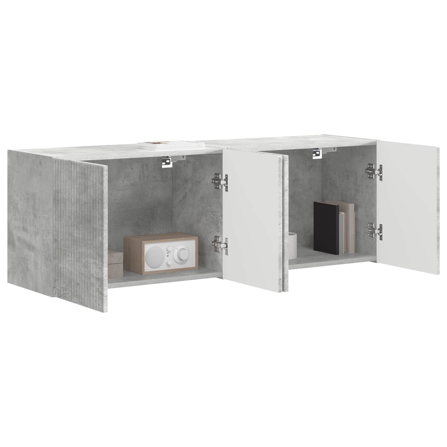 Mobile TV da parete 2 pcs Grigio cemento Legno ingegnerizzato