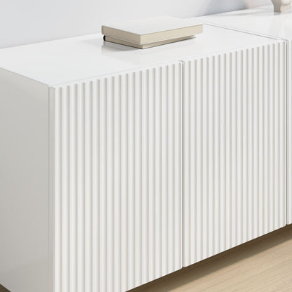 Mobile TV da parete 2 pcs Bianco Lucido Legno ingegnerizzato