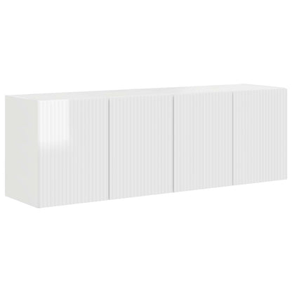 Mobile TV da parete 2 pcs Bianco Lucido Legno ingegnerizzato