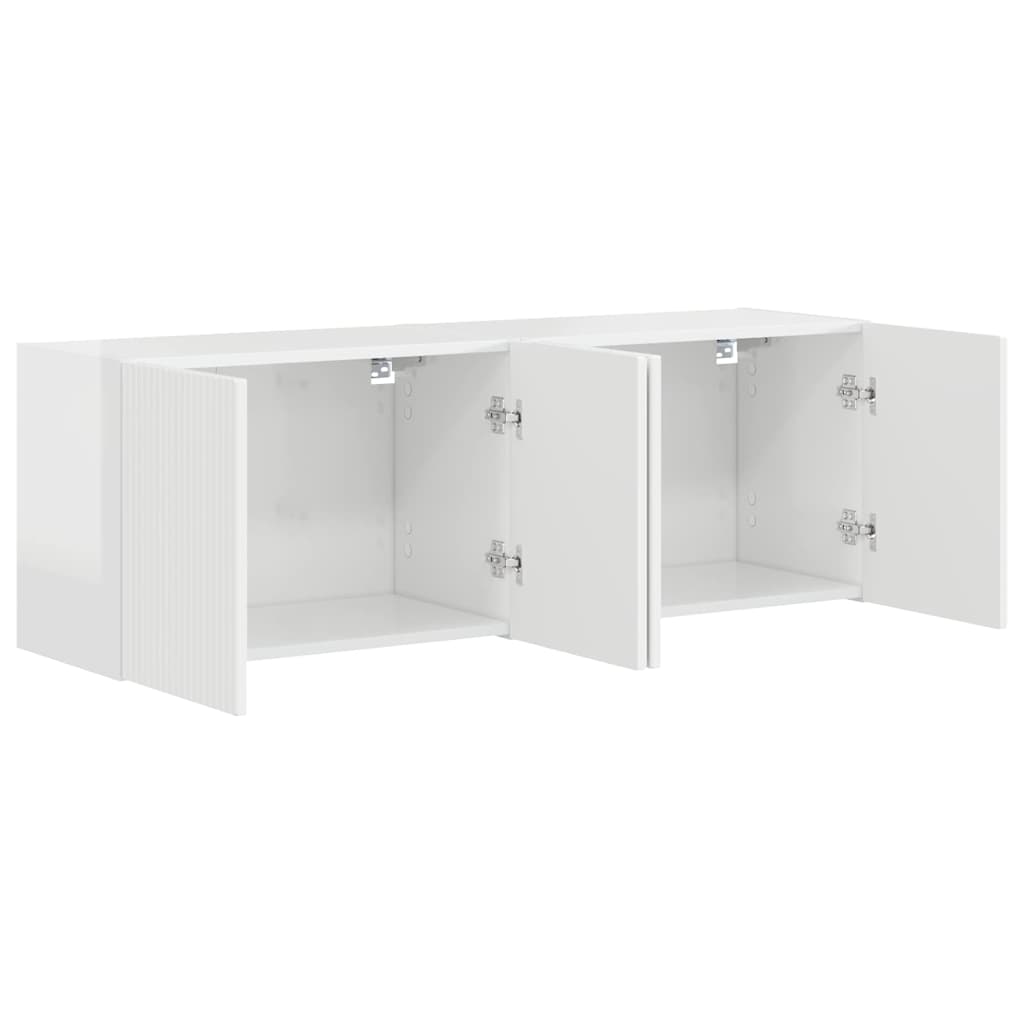 Mobile TV da parete 2 pcs Bianco Lucido 59,5 x 31 x 40 cm