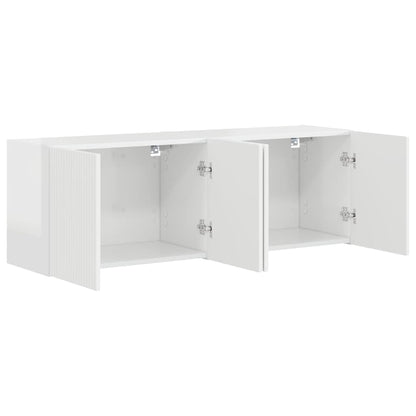 Mobile TV da parete 2 pcs Bianco Lucido 59,5 x 31 x 40 cm