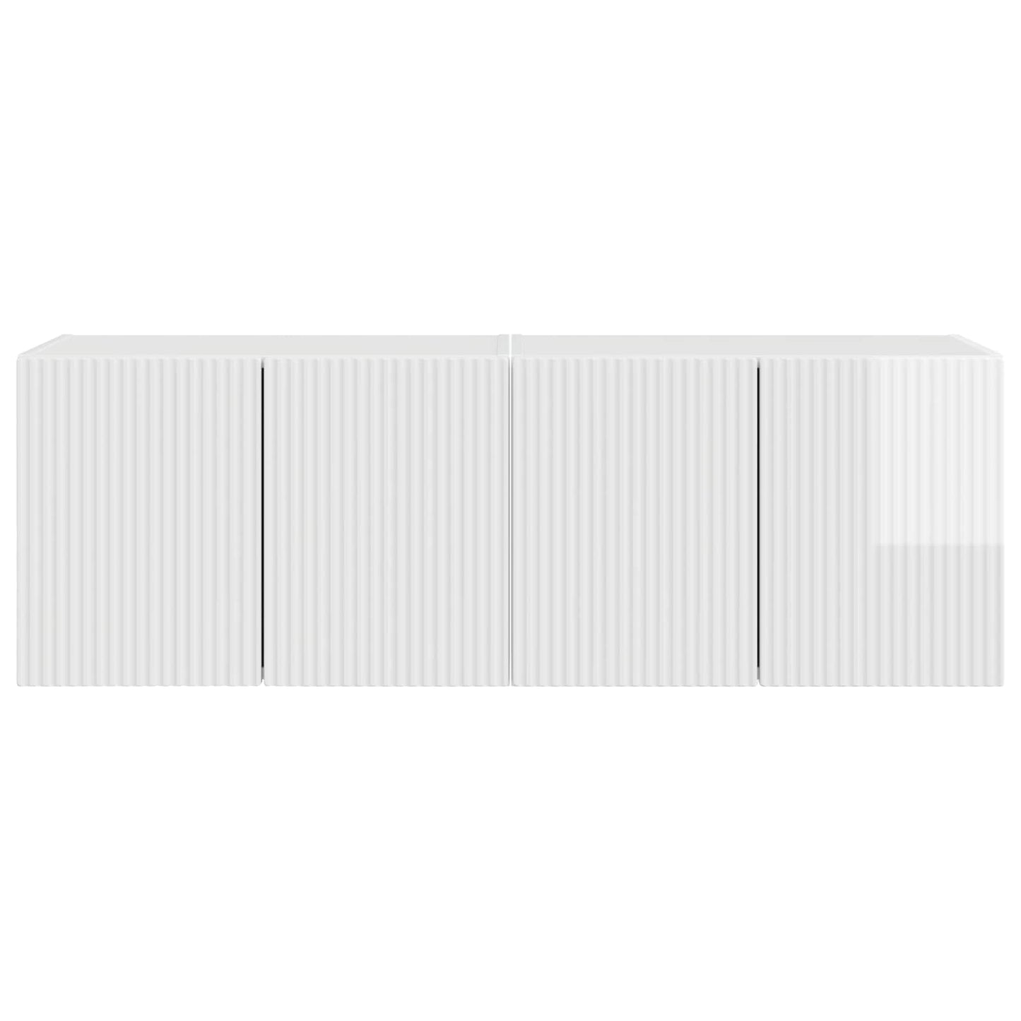 Mobile TV da parete 2 pcs Bianco Lucido Legno ingegnerizzato