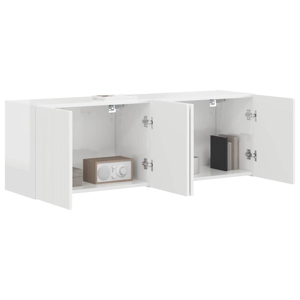 Mobile TV da parete 2 pcs Bianco Lucido 59,5 x 31 x 40 cm
