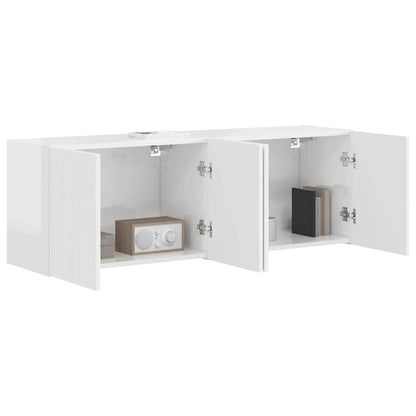 Mobile TV da parete 2 pcs Bianco Lucido 59,5 x 31 x 40 cm