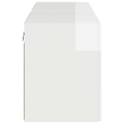 Mobile TV da parete 2 pcs Bianco Lucido 59,5 x 31 x 40 cm