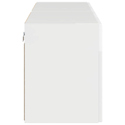 Mobile TV da parete 2 pcs Bianco Lucido Legno ingegnerizzato