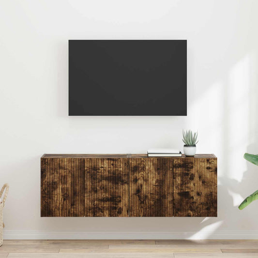 Mobile TV da parete 2 pz Rovere fumé Legno ingegnerizzato - homemem39