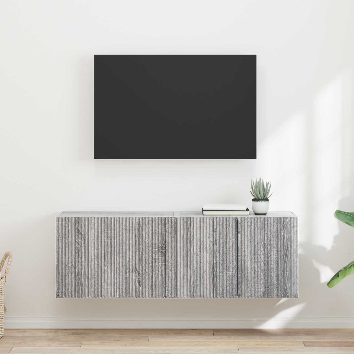 Mobile TV da parete 2 pcs Grigio Sonoma Legno ingegnerizzato