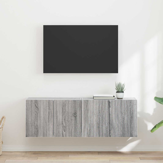 Mobile TV da parete 2 pz Grigio Sonoma Legno ingegnerizzato