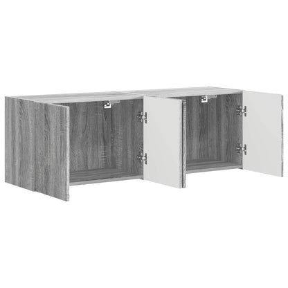 Mobile TV da parete 2 pcs Grigio Sonoma Legno ingegnerizzato