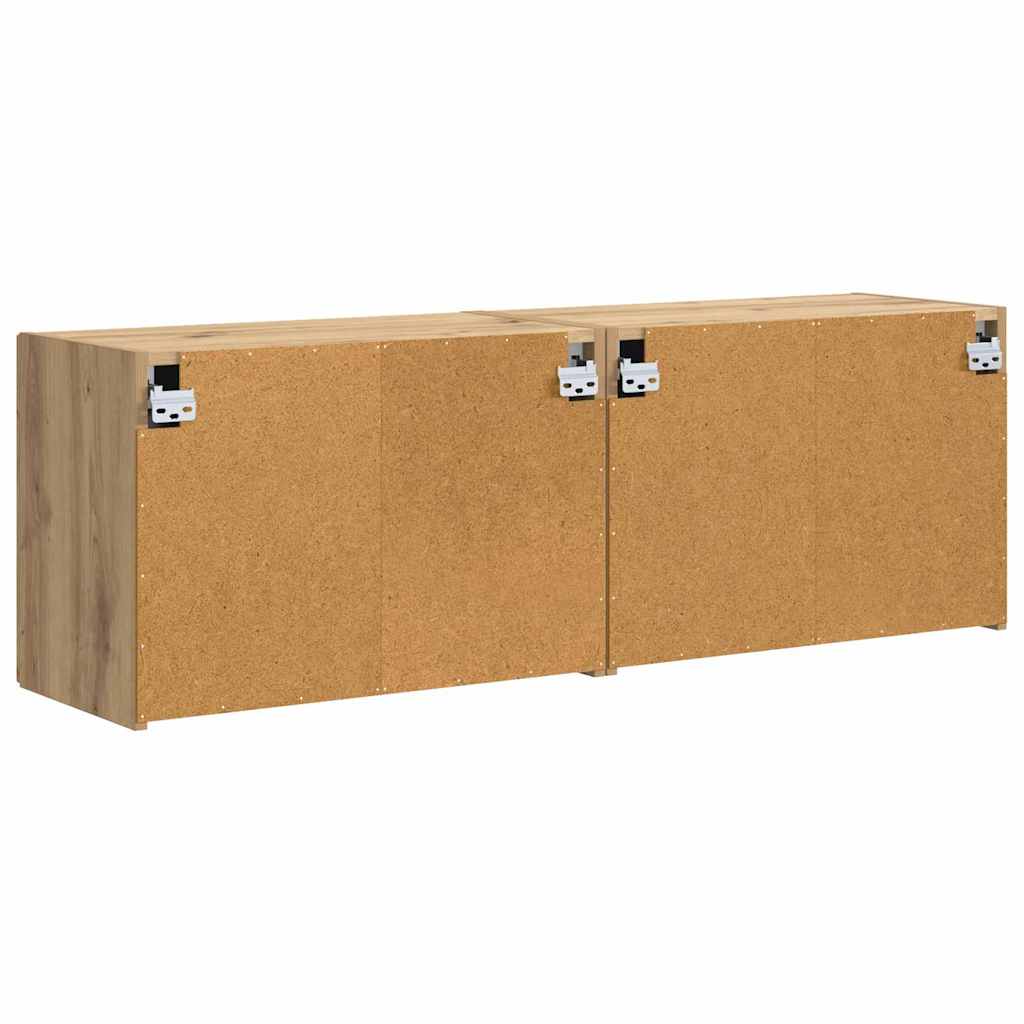 Mobile TV da parete 2 pcs Rovere artigianale 59,5 x 31 x 40 cm