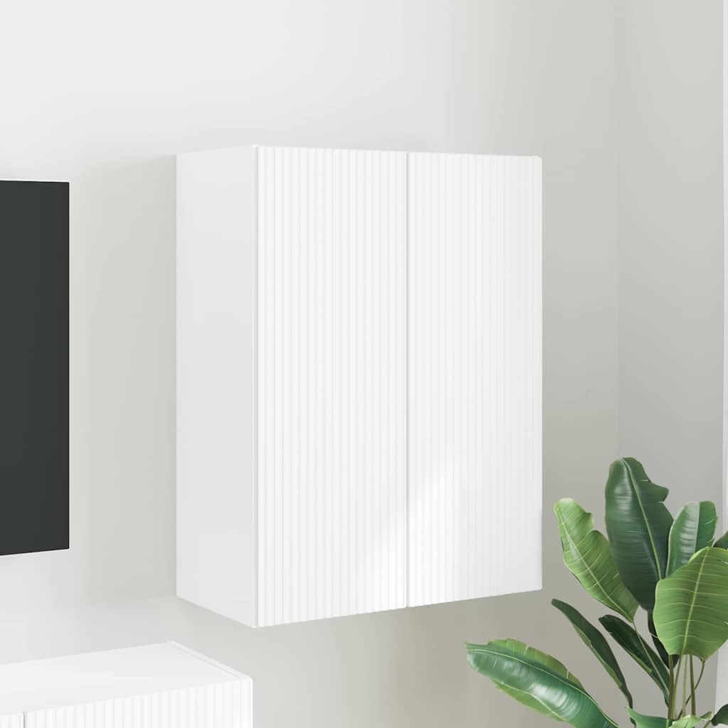 Mobile TV da parete Bianco 59,5 x 31 x 80 cm Legno multistrato