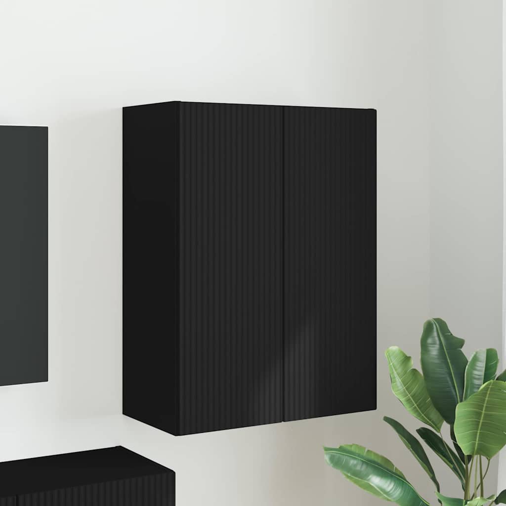 Mobile TV da parete Nero 59,5 x 31 x 80 cm Legno multistrato