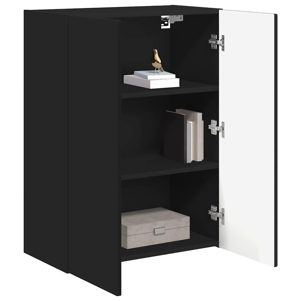 Mobile TV da parete Nero 59,5 x 31 x 80 cm Legno multistrato