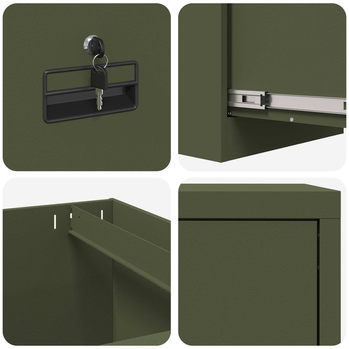 Armadio per File con cassetto Verde oliva 44 x 50 x 106.5 cm