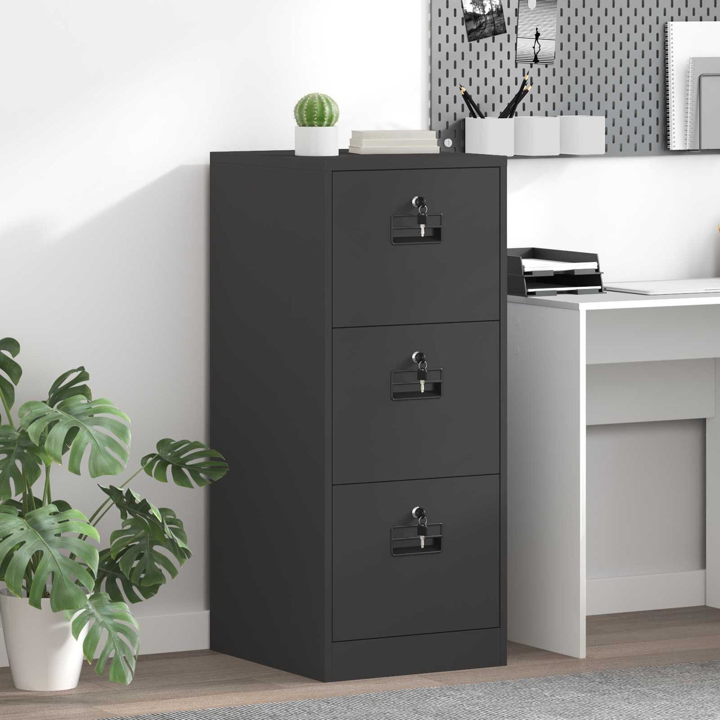 Armadio per File con cassetto Nero 44 x 50 x 106.5 cm