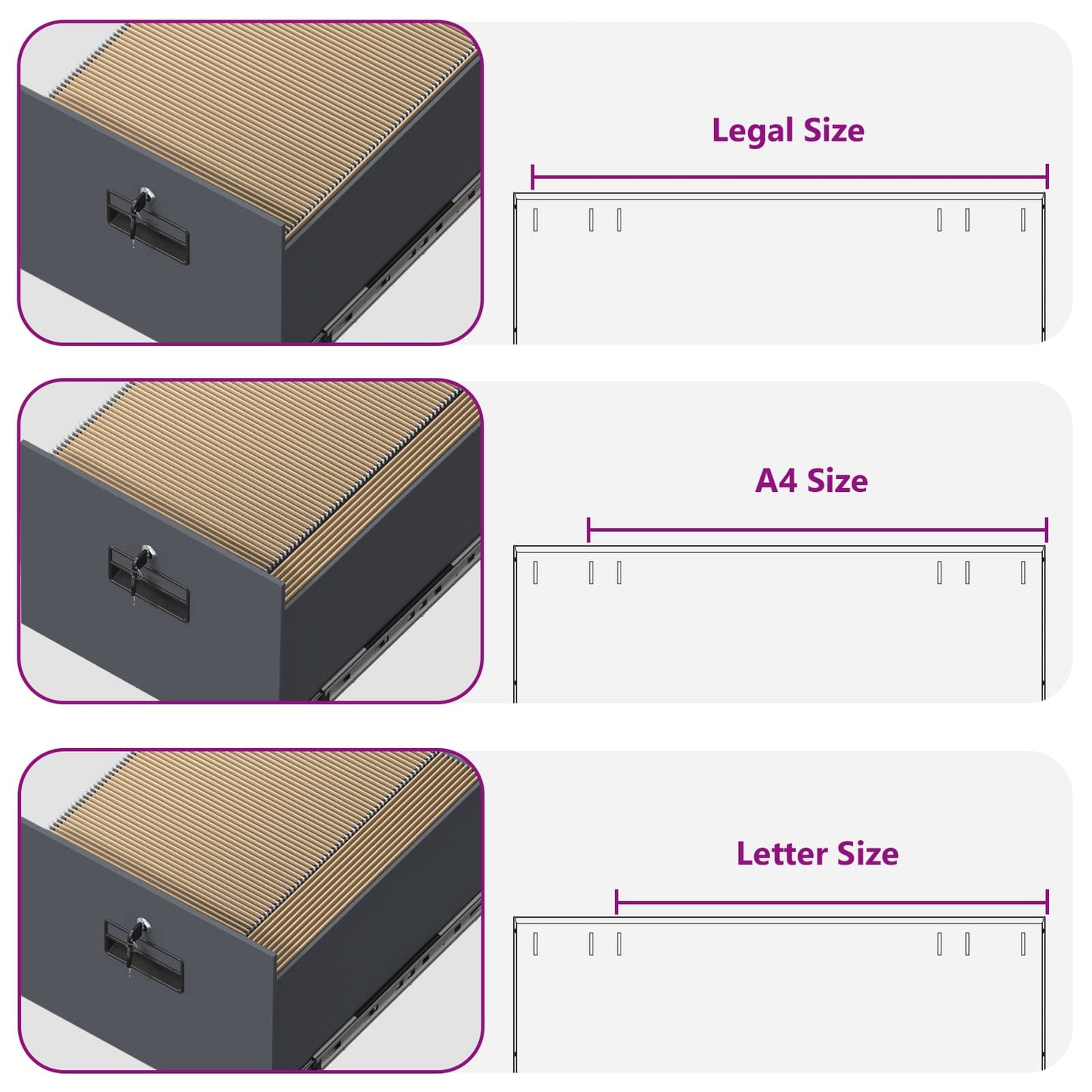 Armadio per File con cassetto Antracite 44 x 50 x 106.5 cm