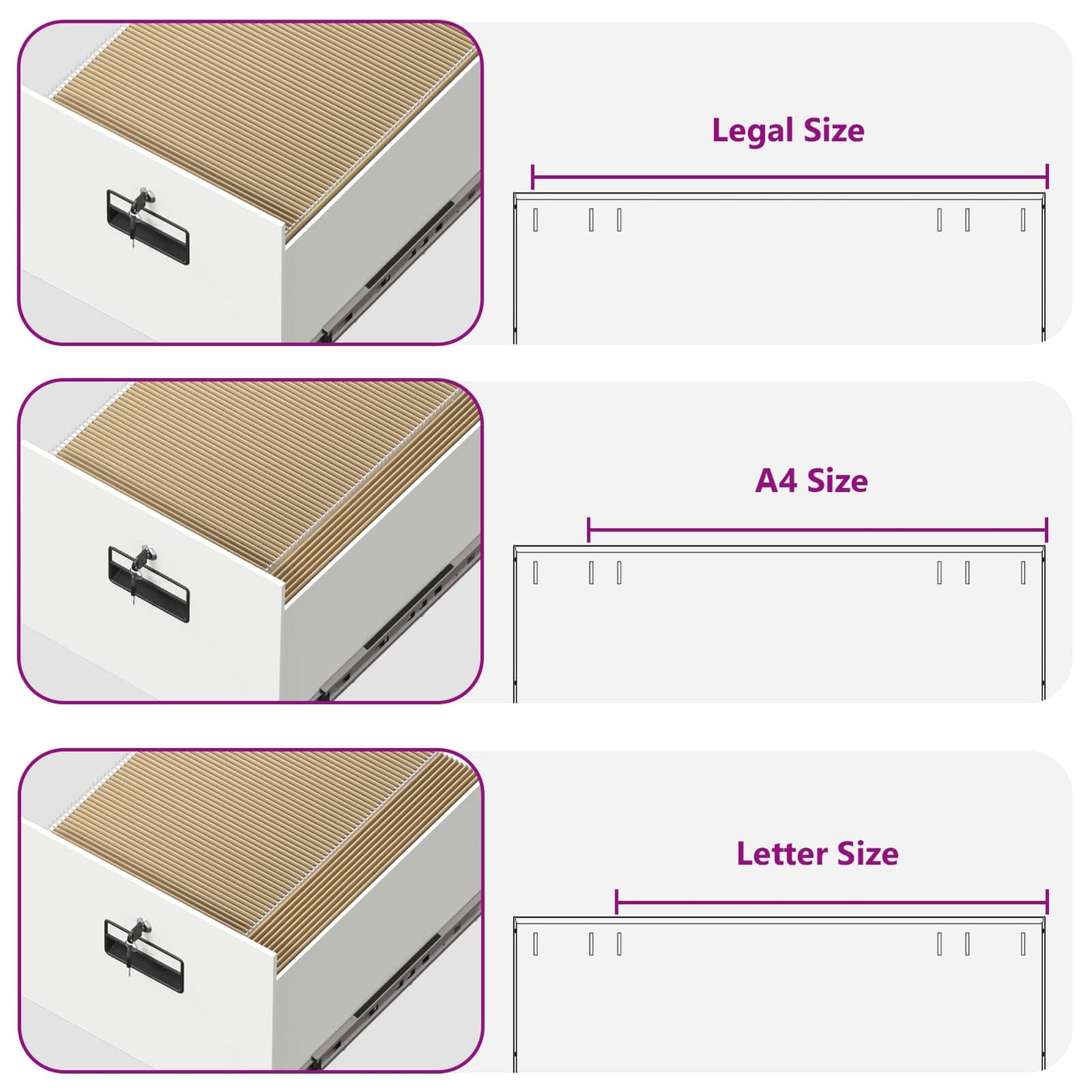 Armadio per File con cassetto Bianco 44 x 50 x 106.5 cm