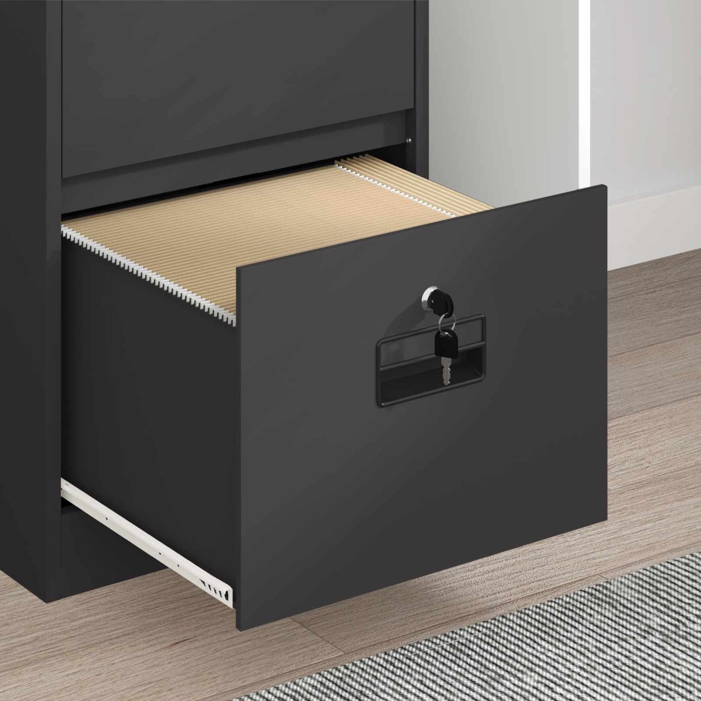 Armadio per File con cassetto Nero 45,5 x 42 x 74,5 cm