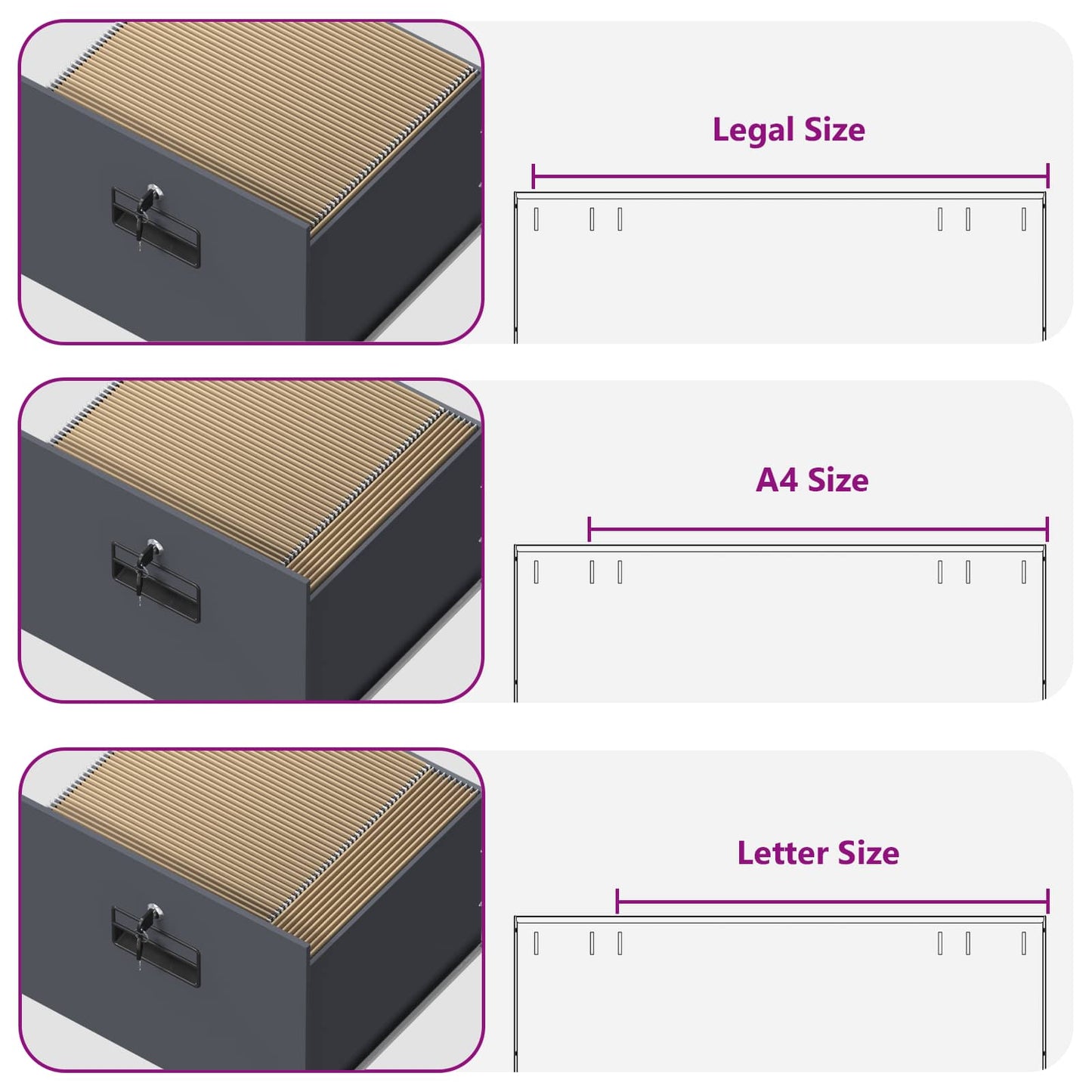 Armadio per File con cassetto Antracite 45,5 x 42 x 74,5 cm