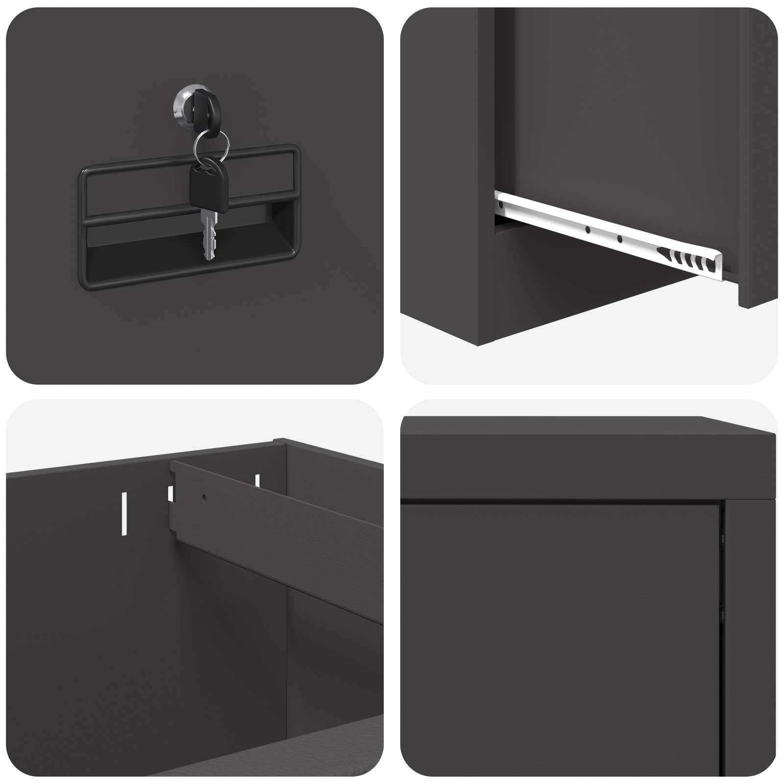 Armadio per File con cassetto Nero 45,5 x 42 x 106,5 cm | homemem39