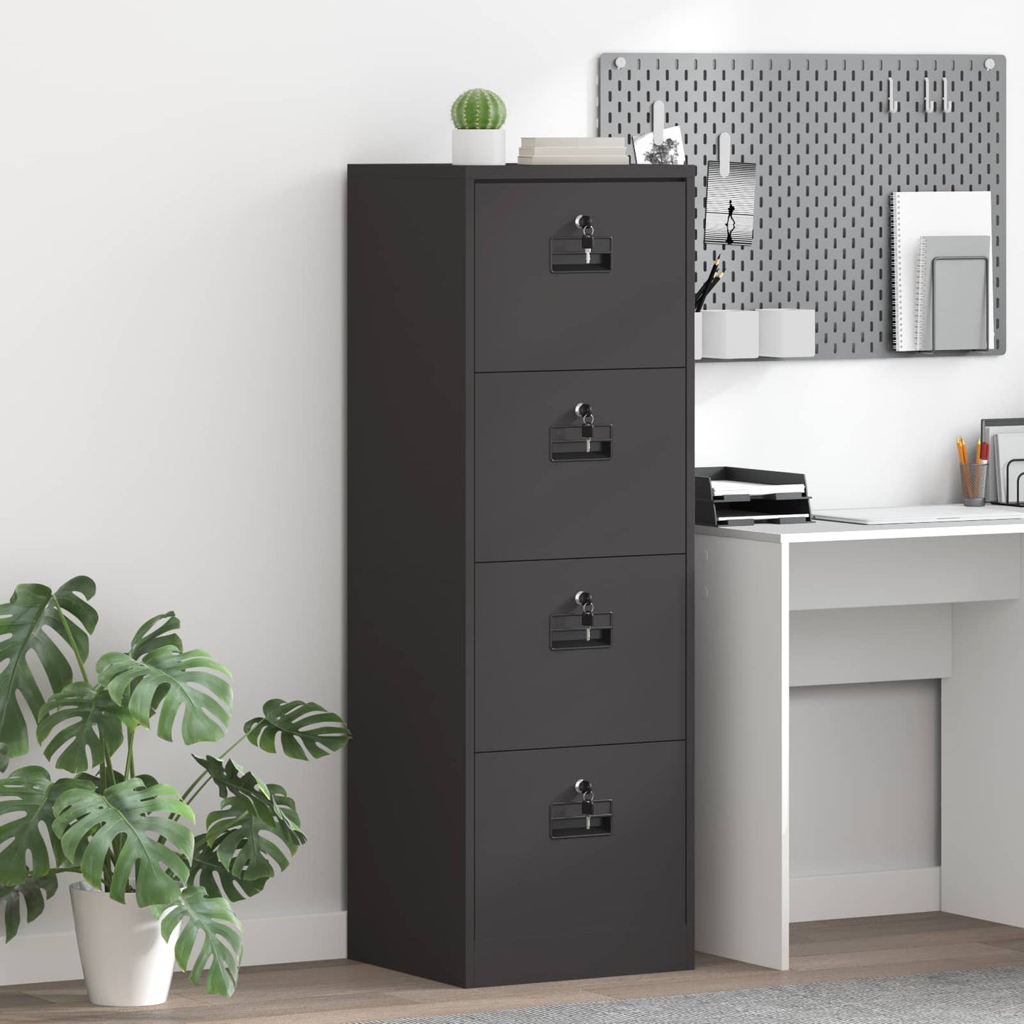 Armadio per File con cassetto Nero 45,5 x 42 x 139 cm