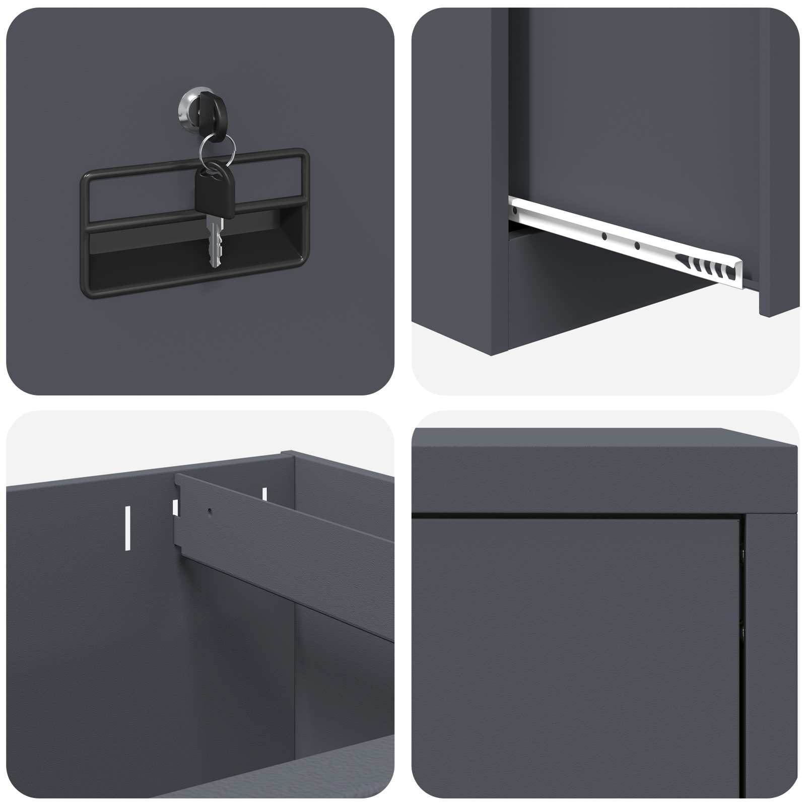 Armadio per File con cassetto Antracite 45,5 x 42 x 139 cm | homemem39