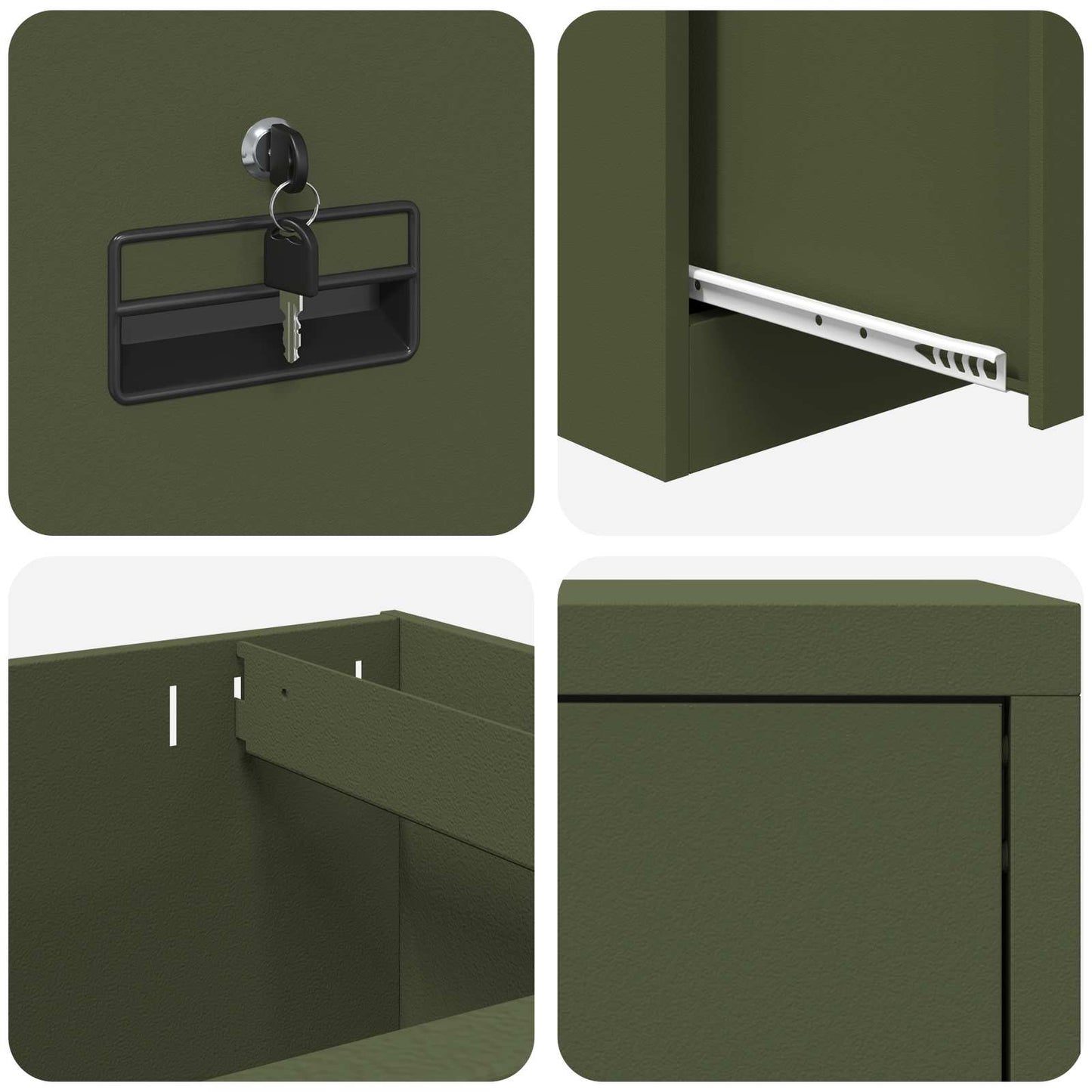 Armadio per File con cassetto Verde oliva 45,5 x 42 x 139 cm
