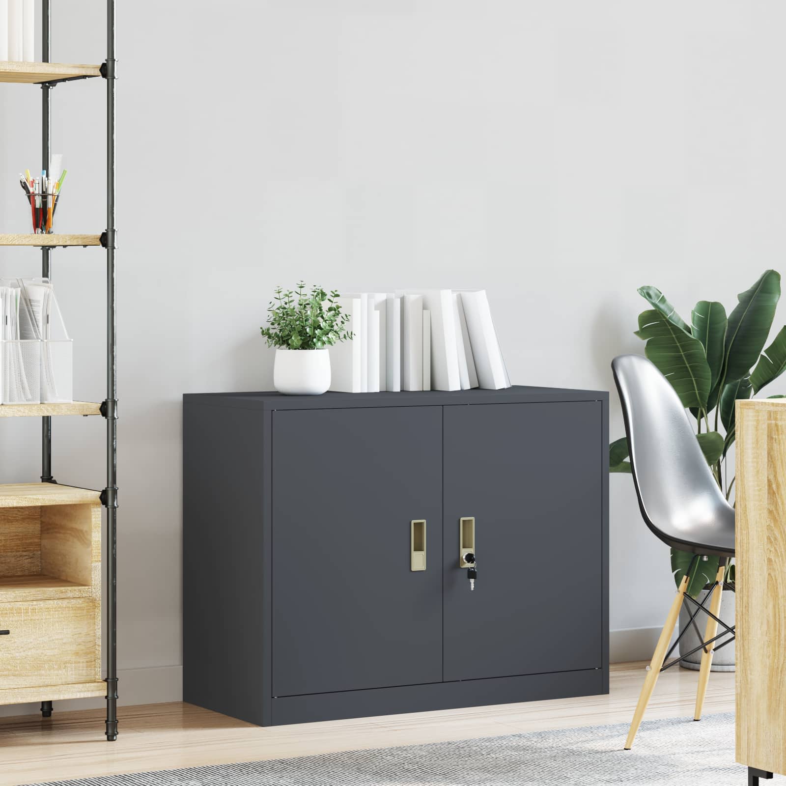 Armadio Antracite 90 x 40 x 70 cm Acciaio | homemem39