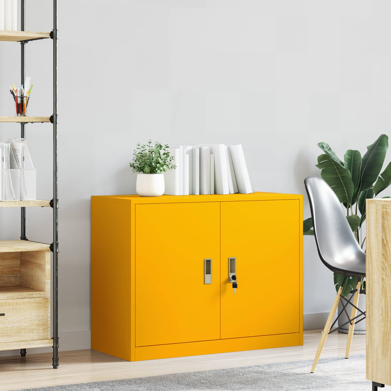 Armadio Giallo senape 90 x 40 x 70 cm Acciaio | homemem39