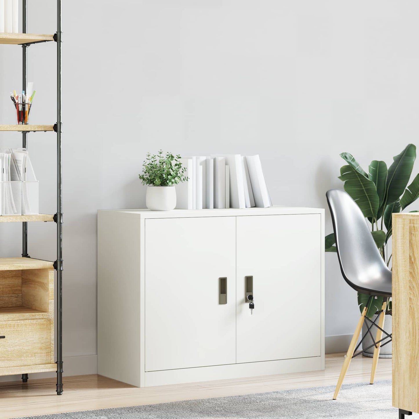 Armadio Bianco 90 x 40 x 70 cm Acciaio | homemem39