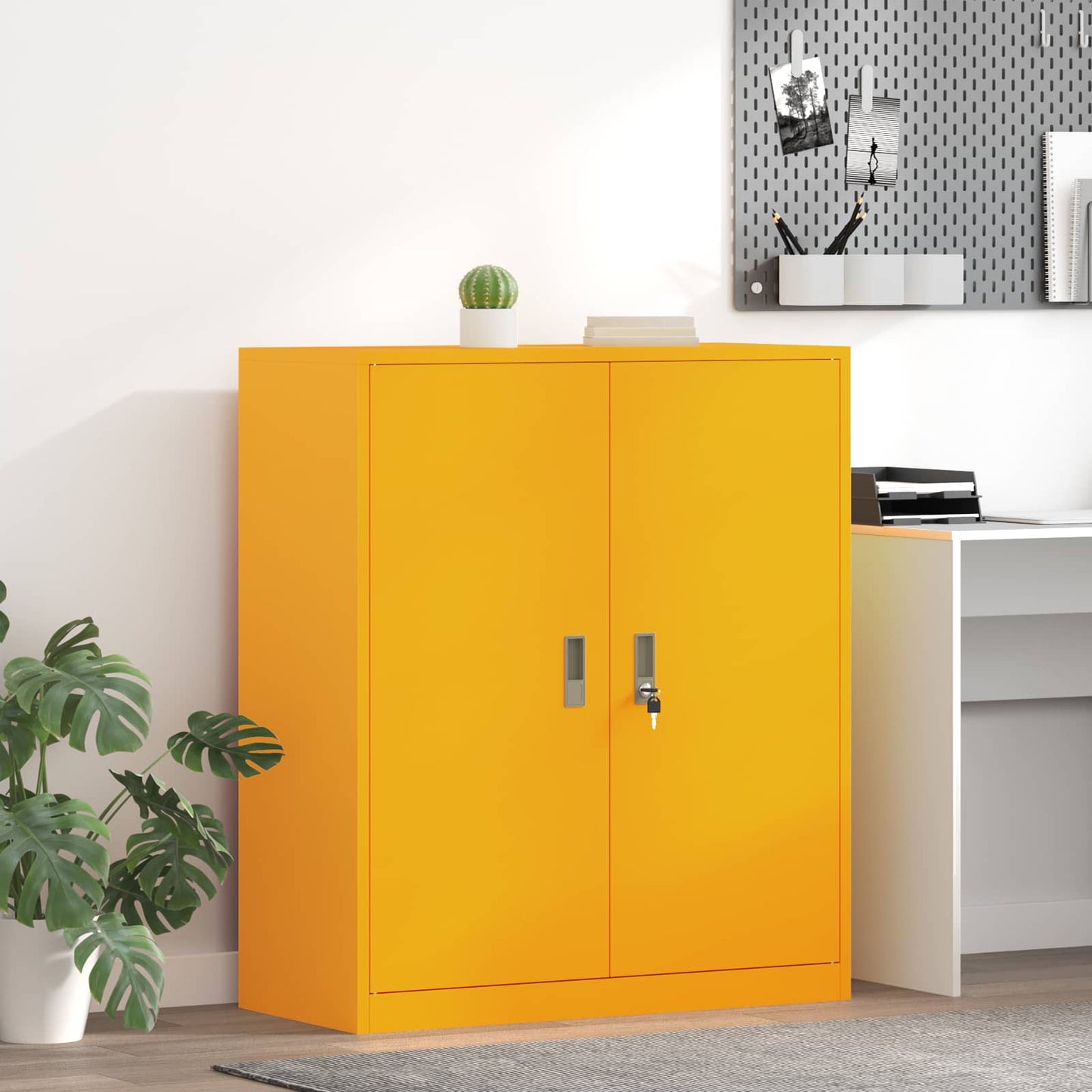 Armadio Giallo senape 90 x 40 x 105 cm Acciaio