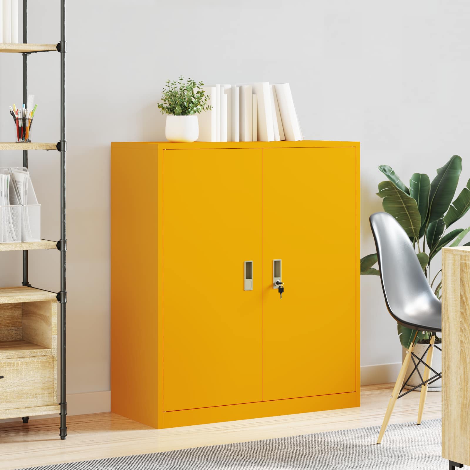 Armadio Giallo senape 90 x 40 x 105 cm Acciaio | homemem39