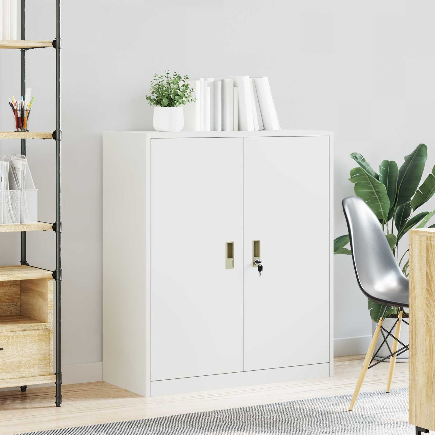 Armadio Bianco 90 x 40 x 105 cm Acciaio | homemem39
